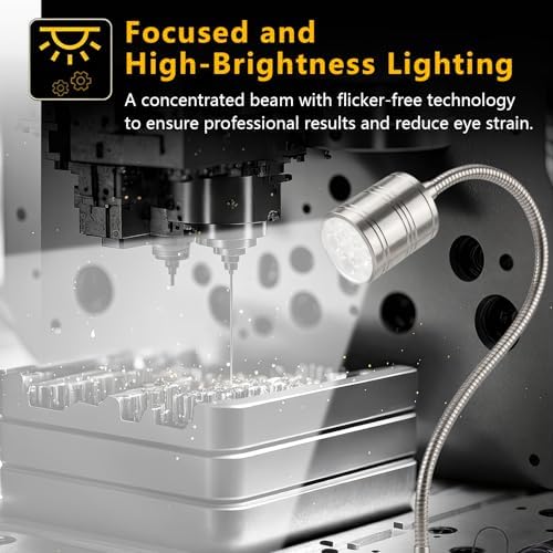 Magnetic Work Light, 10W 6500K LED Machine Light with Flexible Gooseneck & Strong Magnetic Base for Workbench, Sewing, Lathe, Grill, Shop, Industrial Lighting (Silver) - Image 4
