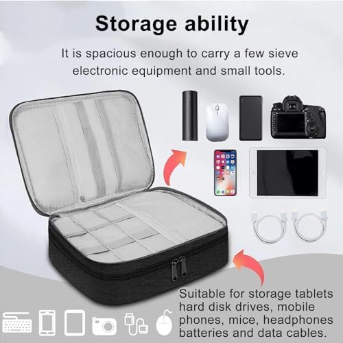 Travel Cable Organiser Bag, 3-Layers Electronics Accessories Organizer Bag Extra Large Universal Carry Travel Gadget Bag for Power Bank, Memory Card, Data Cable, Charger Hard Disk - Image 4