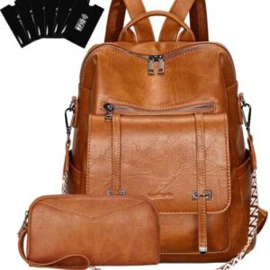 Leathario Backpack Womens, Vegan Leather Rucksack Bag for Women, Ladies Fashion Backpacks for Work University Travel Business