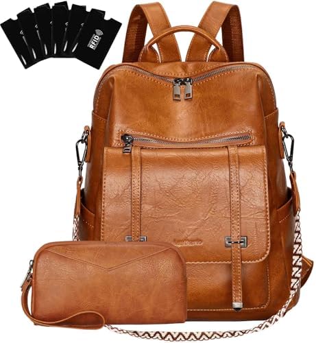 Leathario Backpack Womens, Vegan Leather Rucksack Bag for Women, Ladies Fashion Backpacks for Work University Travel Business