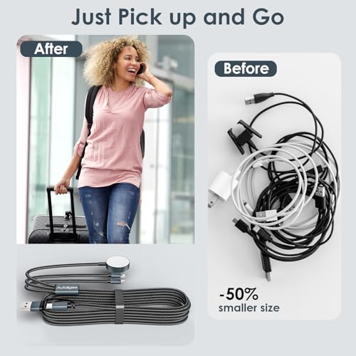 Upgraded for Apple Charger iPhone Charger Cable,3 in 2 for Apple Watch Charger/L Cable/USB C Cable,Travel Essentials Multi Fast Charging Cable Compatible with iWatch Series,iPhone 17-11, for RGB Cable - Image 3
