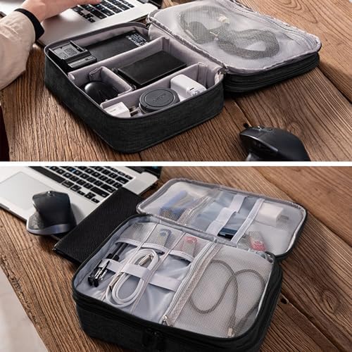 Travel Cable Organiser Bag, 3-Layers Electronics Accessories Organizer Bag Extra Large Universal Carry Travel Gadget Bag for Power Bank, Memory Card, Data Cable, Charger Hard Disk - Image 6