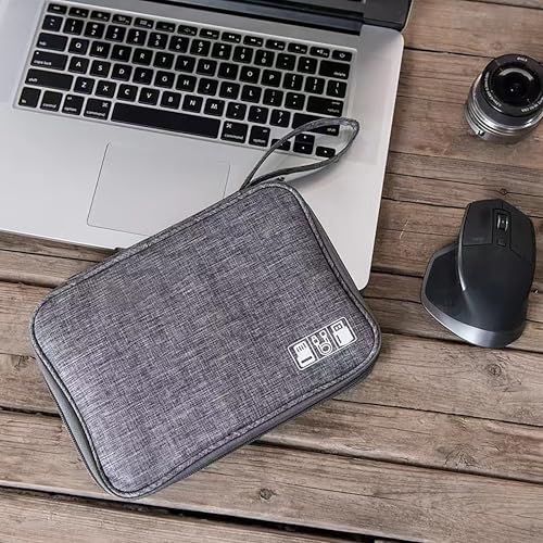 DDUP Cable Organiser Bag,Travel Cable Bag, Electronics Accessories Organizer, Airplane Travel Essentials Gadget Storage with Handle for Power Bank, Memory Card, Chargers and Hard Disk(Grey) - Image 5