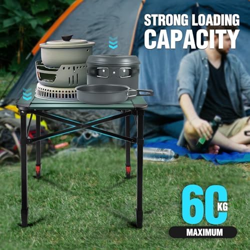 VILLEY Camping Table Folding, Lightweight Roll Up Aluminum Camp Table with Carry Bag, Adjustable Height Portable Outdoor Table for Picnic, Beach, Hiking, Fishing, Medium - Image 5