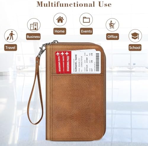 FINTIE Passport Holder Travel Wallet for Family, RFID Blocking Travel Document Organizer Clutch Bag for Passports, Business Cards, Credit Cards, Boarding Passes - Image 7