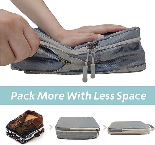 8 Piece Set Compression Packing Cubes For Suitcases, Packing Cubes For Travel (Grey) - Image 5