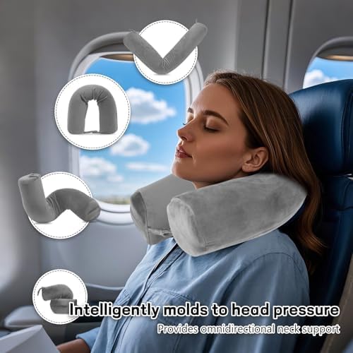 EPROICKS Travel Pillow Twist memory Foam Neck Pillow for Travel, Airplane, Buses, Trains at Home, Chin, Lumbar Leg Support, Bendable Roll Pillow (gray) - Image 2