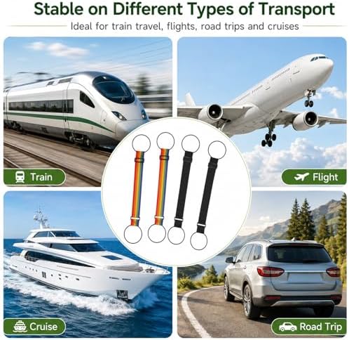 4Pcs Luggage Connector Straps for Suitcases, Adjustable Luggage Connector Straps, Multi-Purpose Set of Elastic Fastening Belts, Portable Canvas Luggages Bands, for Suitcase Handles and Backpacks - Image 7