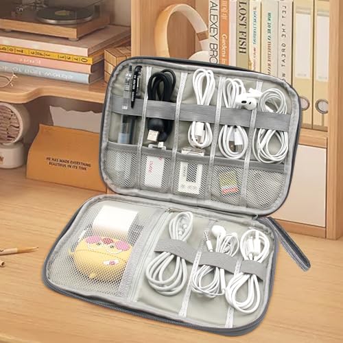 Travel Cable Organiser - Electronics Accessories Organizer, Gadget Bag for Power Bank, Memory Card, Charger, Hard Disk (Grey) - Image 7