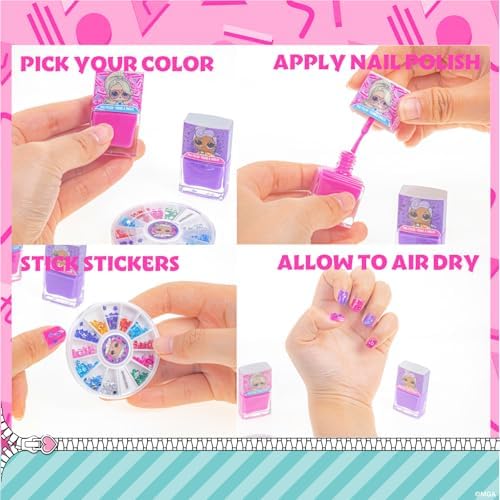 L.O.L. Surprise! Kids Makeup Set, Including Lip Balm, Nail Polish, Nail File, Hair Bows in Backpack, Perfect for Parties, Gift, Sleepovers and Makeovers, for Girls Aged 3+ by Townley Girl - Image 4
