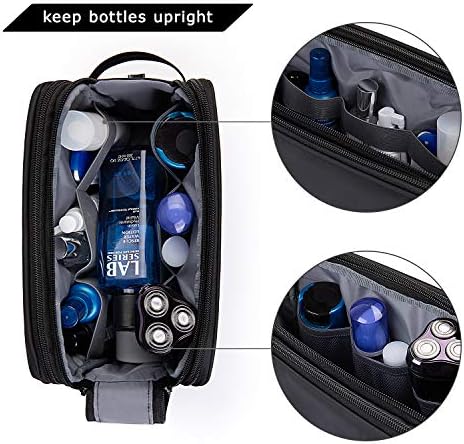 BAGSMART Mens Wash Bag Travel Toiletry Bag Makeup Shower Shaving Organiser for Bathroom Camping Gym - Water Resistant & Wet Dry Seperate, Black - Image 6