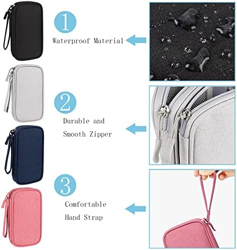 Electronics Accessories Organiser Bag, Double-Layer Cable Organiser Bag, Waterproof Travel Gadget Bag for for Power Bank Charger Adapters Flash Disk (Grau), YW00039 - Image 5