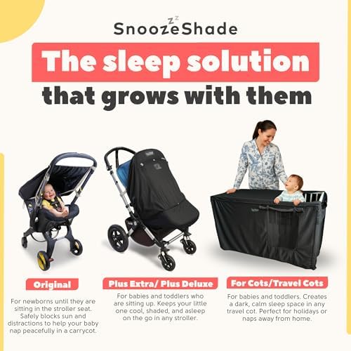 SnoozeShade Plus Extra Pram and Stroller Sun Shade Cover Blocks 99% UV UPF50+ Baby Sleep Aid and Breathable Blackout Canopy for Pushchairs Buggies and Travel Strollers | Blocks up to 99% of UV. Universal fit for pushchairs and buggies. See-out window panel, mosquito net, blackout snooze panel - Image 8
