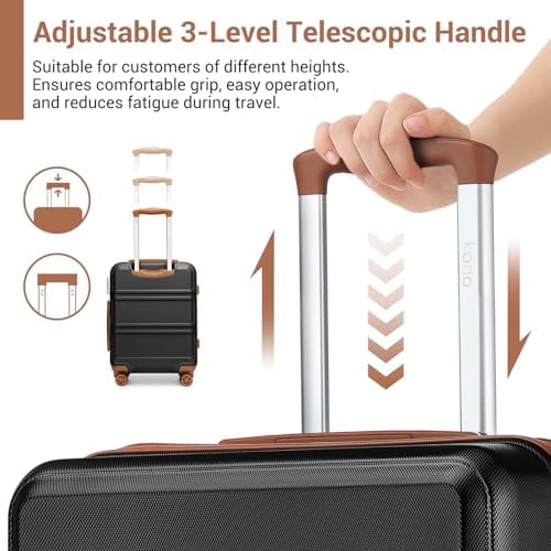 Kono Small Suitcase with Silent Spinner Wheels, Lightweight Hard Shell Cabin Luggage, ABS+PC Carry On Travel Case with YKK Zips &TSA Lock, 55x40x20cm Airline Approved for Ryanair & easyJet - Image 6