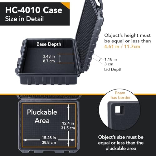Lykus HC-4010 Waterproof Hard Case with Customisable Foam, Interior Size 40.7x33.6x11.7 cm, Suitable for Laptop, Electronics, and More Items - Image 3