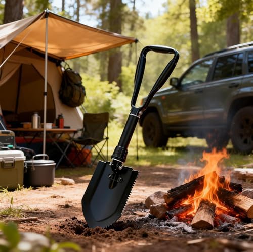 Folding Survival Shovel 23 IN,50# high-carbon steel Entrenching Tool, Folding Camping Shovel, Firefighting Shovel, Portable Shovel For Garden, Hunting, Hiking, Fishing, Car Emergency, Gifts For Men - Image 7