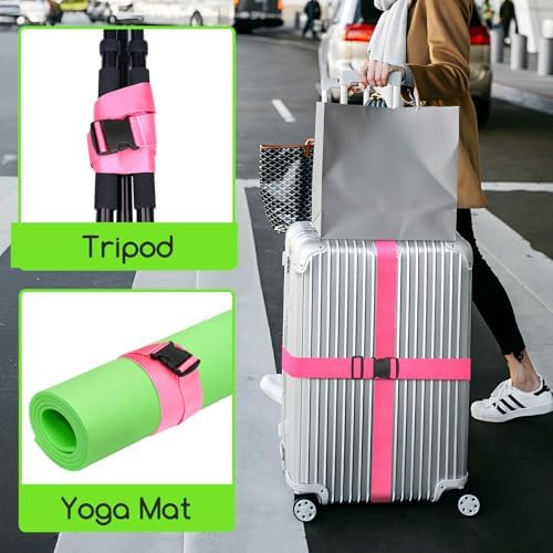 WISYOK Luggage Straps Extended, 2 Pack Suitcase Straps Personalised, Adjustable Case Strap for Suitcase, Luggage Belt with Quick Release Buckle, Suitcase Identifier for Travel, Flight (Pink) - Image 7