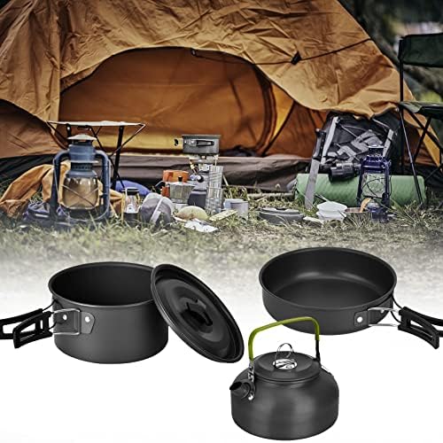 Camping Cookware Set, Portable and Lightweight Stainless Steel Camping Frying Pan Pots Cups Cutlery for Outdoor Picnic Hiking Camping - Image 5