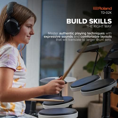 Roland TD-02K V-Drums | Entry-Level Compact Electronic Drum Kit with Expressive Playability, Noise-Reducing Features, Height-Adjustable Stand & Optional Bluetooth Expansion | Onboard Coach Function - Image 4