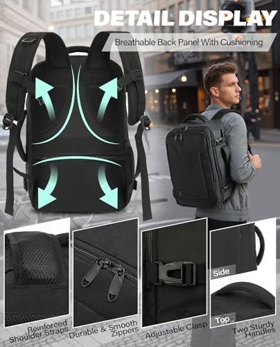 VANKEV Easyjet Cabin Bag 45x36x20 Travel Bag Hand Luggage Backpack Underseat Carry-ons Laptop Backpack Ruscksack Cabin Size Flight Bag Fit 15.6 Inch Laptop Black - Image 5