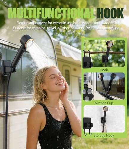 Portable Shower 8000mAh – IPX8 Waterproof Camping Shower with 4 Spray Modes,5 water flow settings, LED Display, USB-C Rechargeable – Outdoor Shower for Camping, Dog Washing, Caravan, Travel - Image 3