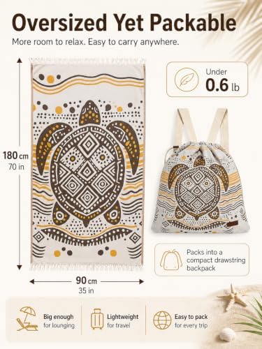 2-in-1 Convertible Beach Towel Backpack, Sand Repellent Quick Dry Microfiber Mat with Zip Pocket, Lightweight Packable - Image 5
