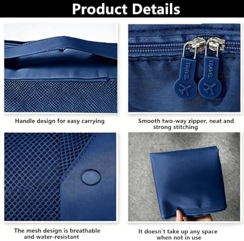 6 PCS Large Packing Cubes, Lightweight Luggage Packing Organizers Cubes | Same size 40x30x12cm Suitcase organiser bags | Double zip | Lightweight breathable material | Ideal for trave & home - Navy - Image 3