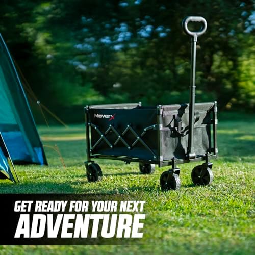 MoverX 70L Festival Trolley on Wheels, Folding Wagon, Portable Camping Cart, Collapsible Foldable Trolly for Beach Outdoor Garden Picnic Shopping Fishing, Adjustable Handle, Black - Image 9