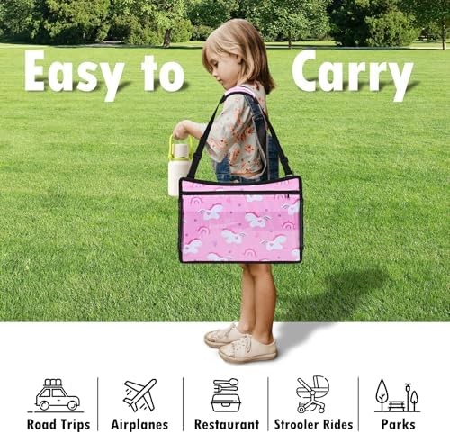 Kids Travel Tray, Travel Tray for Kids Car Seat, Toddler Car Seat Lap Tray, Carseat Tray for Kids Travel, Carseat Table Tray for Kids Travel Activities (Pink) - Image 2