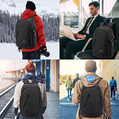 WENIG Anti-Theft Laptop Backpack,Business Travel Backpack Bag with USB Charging Port Lock,Water Resistant College School Computer Rucksack Work Backpack for Mens Womens Fits 15.6 Inch Laptop-Black - Image 6