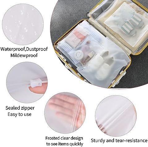 24 Pcs Reusable Ziplock Bags,Travel Clothes Storage Bags,Plastic Hospital Bag Organiser Pouches,Essentials Frosted Resealable Waterproof Luggage Bags for Clothes,Maternity,Shoes, Cosmetics,5 Sizes - Image 3