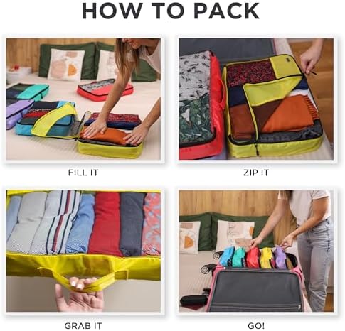 Travel Packing Cubes (Large 5pc - Red/Yellow/Green/Blue/Purple) - Image 7
