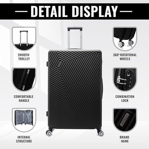 FLYMAX Medium Suitcase 4 Wheel Lightweight Luggage Hard Shell ABS Travel Case Hold Check in Fits 15kg - 20kg Medium Size + 3 Digit Lock + Telescopic Handle 67 Litre Capacity - Image 5