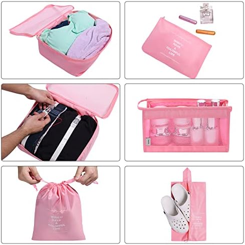 OSDUE Packing Cubes for Suitcase, 8PCS Travel Organiser Packing Bags, Travel Accessories Organizers Essentials, Clothes Shoes Cosmetics Toiletries Storage Bags - Image 5