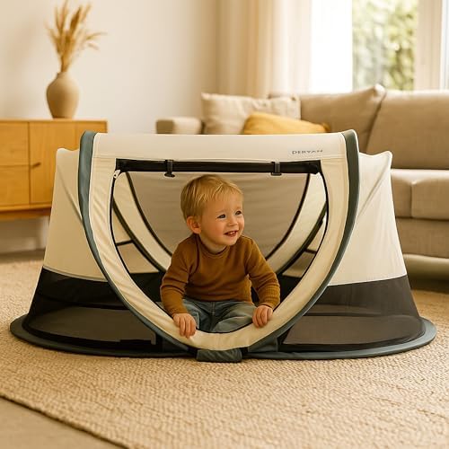 Deryan Scott Baby Umbrella Bed - from Birth to 3 Years - Pop-Up Tent for Baby Set Up in 2 Seconds - Mosquito Net & Travel Bag Included - 120x75x50cm (Cream) - Image 7