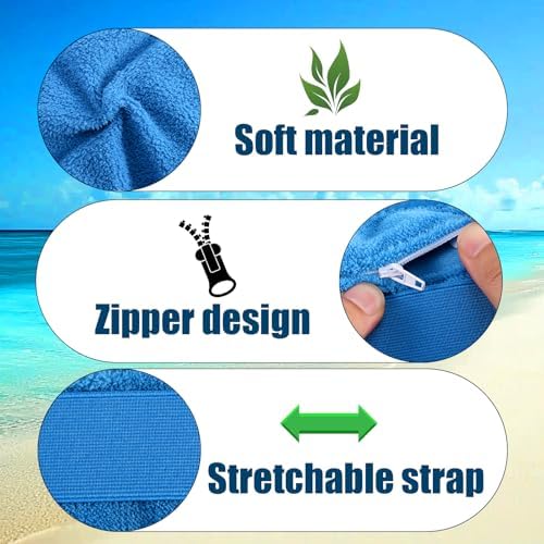 Gosknor 4pcs Sand Remover for Beach, Soft Cleaner Mitts Skin-Friendly Sand Wipe Off Remover Bag with Zipper Seaside Vacation Essentials Ideal for Beach Volleyball Sandboxes Activities - Image 4
