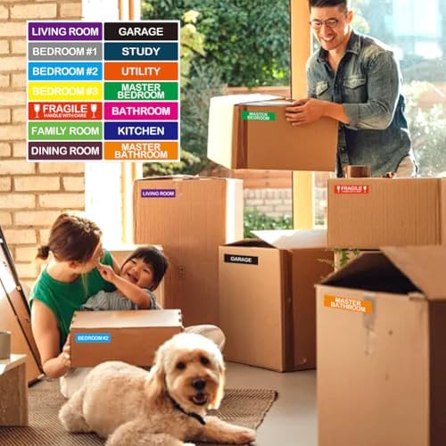 210 Pcs Moving Labels, 14 Colors Color Coded Stickers, Fragile Sticker, Packing Labels for Moving Boxes House Essentials (25x101mm) - Image 4