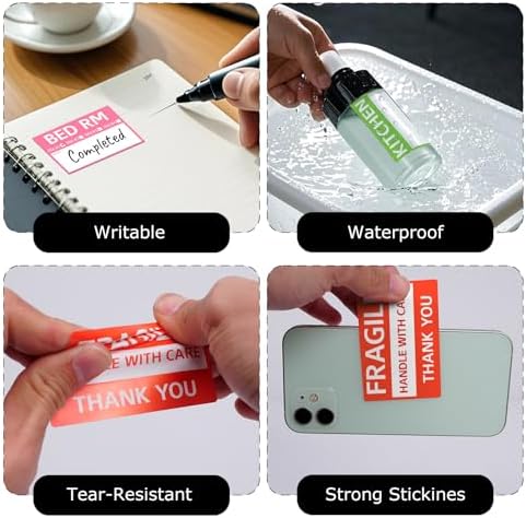 Home Moving Labels Vinyl 8 Color Coded Packing Box Stickers with Fragile and Blank Customizable Writable Notes Areas Tag 76.2 × 50.8 mm for House Wardrobe Furniture Apartment 128 PCS - Image 6