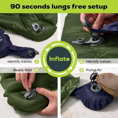 Gear Doctors Camping Pads Self Inflating Ultralight Apollo air 4.3-5.2 R Insulated Camping mats 1.5-3.3 in Must Haves Inflatable Foam air Sleep mat self Inflating air Mattress for Camping cot - Image 3