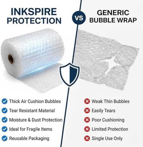Inkspire Bubble Wrap Roll 300mm x 10m – Lightweight & Durable Air Bubbles Protective Packaging Essential for Moving House, Parcel Shipping, Storage Boxes & Fragile Item Packing - Image 7