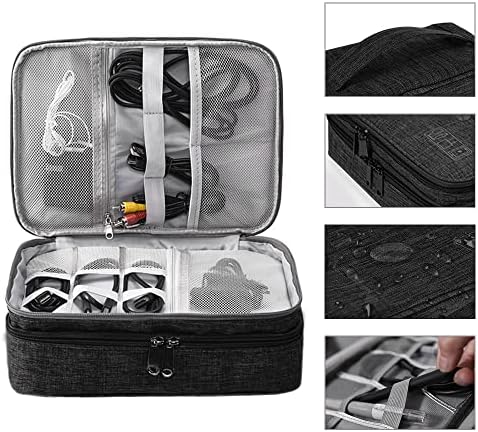 HCFGS Travel Cable Organiser Bag,Accessories Organizer Bag Extra Large 3-Layers Universal Carry Travel Gadget Bag for Power Bank, Data Cable (Black) - Image 4