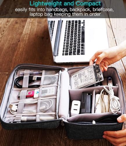 HCFGS Travel Cable Organiser Bag, Electronics Accessories Organizer Bag, Universal Carry Travel Gadget Bag for Cables, Power Bank,USB Drive, Charger Hard Disk (Black) - Image 3