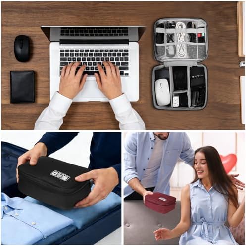 OFFCUP Travel Cable Organiser Bag, Portable Bag Electronics Organizer, Universal Large Capacity Travel Accessories for iPad, Cables, Chargers, Hard Drive, Power Bank, Game Cards (Gray) - Image 8