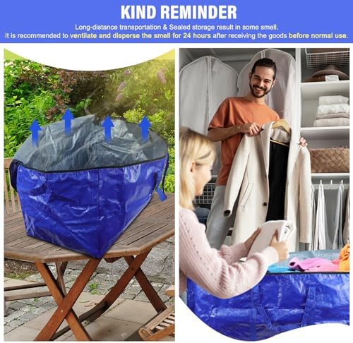 85L Large Bags for Moving House - 6 Pack, Packing Bags for Moving House Essentials with Zips, Waterproof Storage Bags for Home Solid&Reusable (Blue) - Image 2