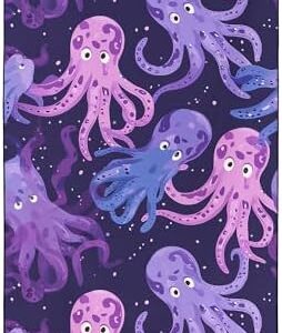 YISUMEI Purple Octopus Beach Towels for Adults Extra Large 180 x 90 cm, Microfibre Quick Dry Towel for Travel Swimming Camping Sports