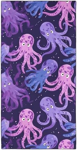 YISUMEI Purple Octopus Beach Towels for Adults Extra Large 180 x 90 cm, Microfibre Quick Dry Towel for Travel Swimming Camping Sports