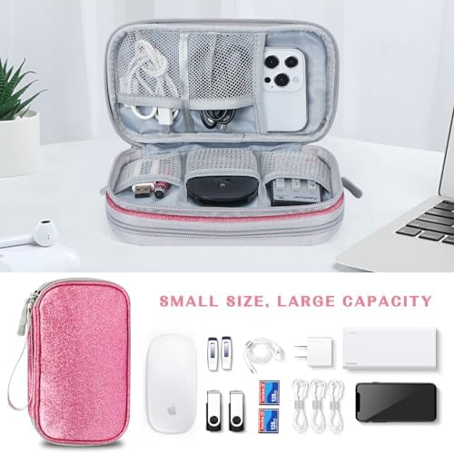 Travel Cable Organiser Bag,Double Layer Tech Pouch for Charger,Lightweight Carry Case Travel Essentials Gadget Bags for Business Trip,Office & Daily Use,Accessories Storage Cable Bag - Image 6