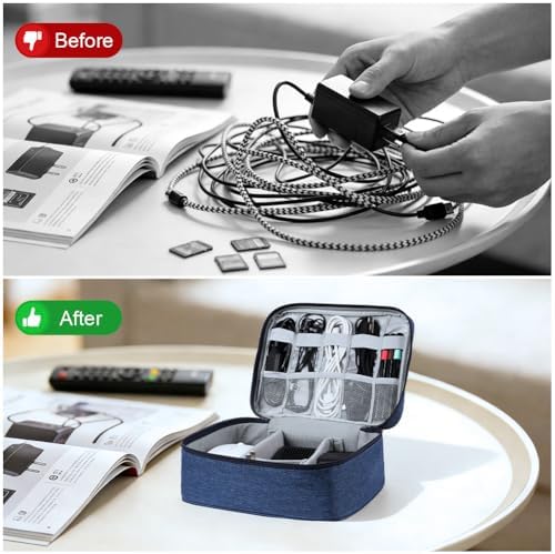 OFFCUP Travel Cable Organiser Bag, Portable Bag Electronics Organizer, Universal Large Capacity Travel Accessories for iPad, Cables, Chargers, Hard Drive, Power Bank, Game Cards (Gray) - Image 7