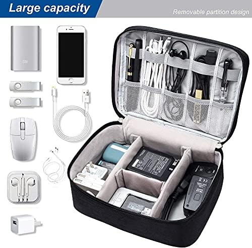 Electronic Organizer, Portable Travel Organizer Bag, Waterproof Electronics Accessories Storage Cases for iPad, Cables, Chargers, Hard Drive, Power Bank, Game Cards (Black) - Image 2