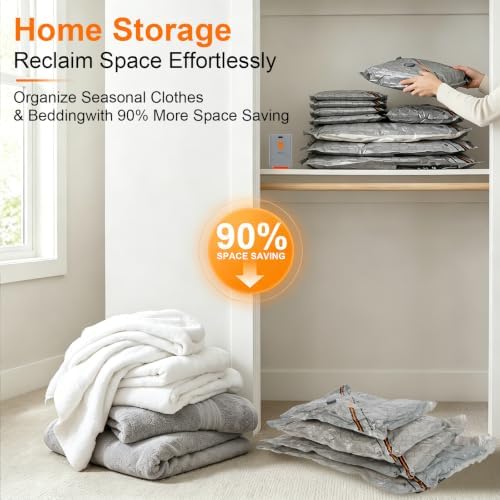 Rechargeable Wireless Pump Travel Storage Bags,10 Pack Storage Bags Vacuum Sealed,Travel & Home Organizer Set, Multi-Size Space-Saving Bags, Suitable Closet Luggage Bedding Clothing - Image 7
